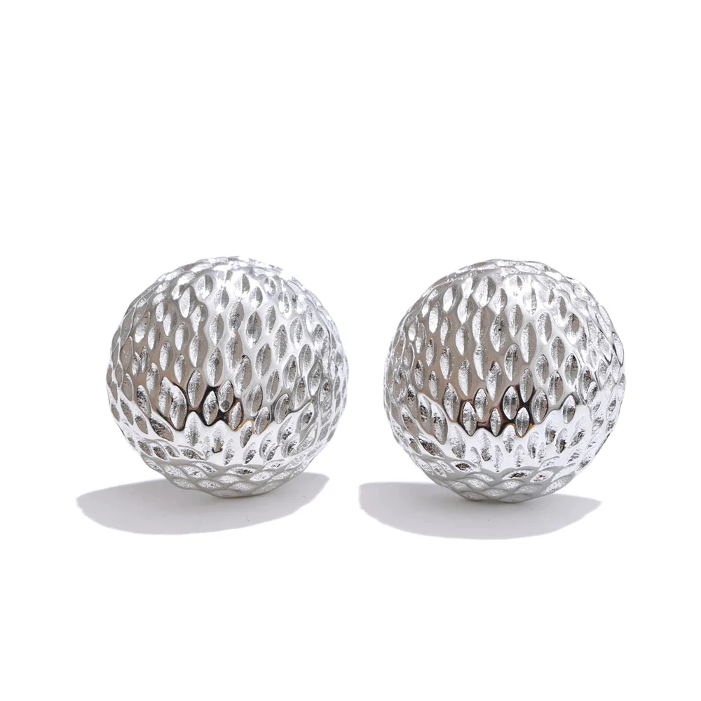 Mirelle -  Textured Stud Earrings Gold Silver - Image 3