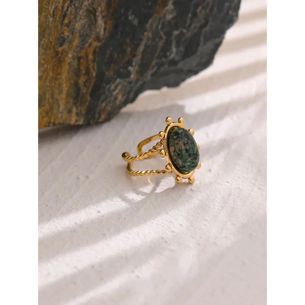 Nature and the Earth -  Gold Ring with African Turquoise Jasper - Image 3