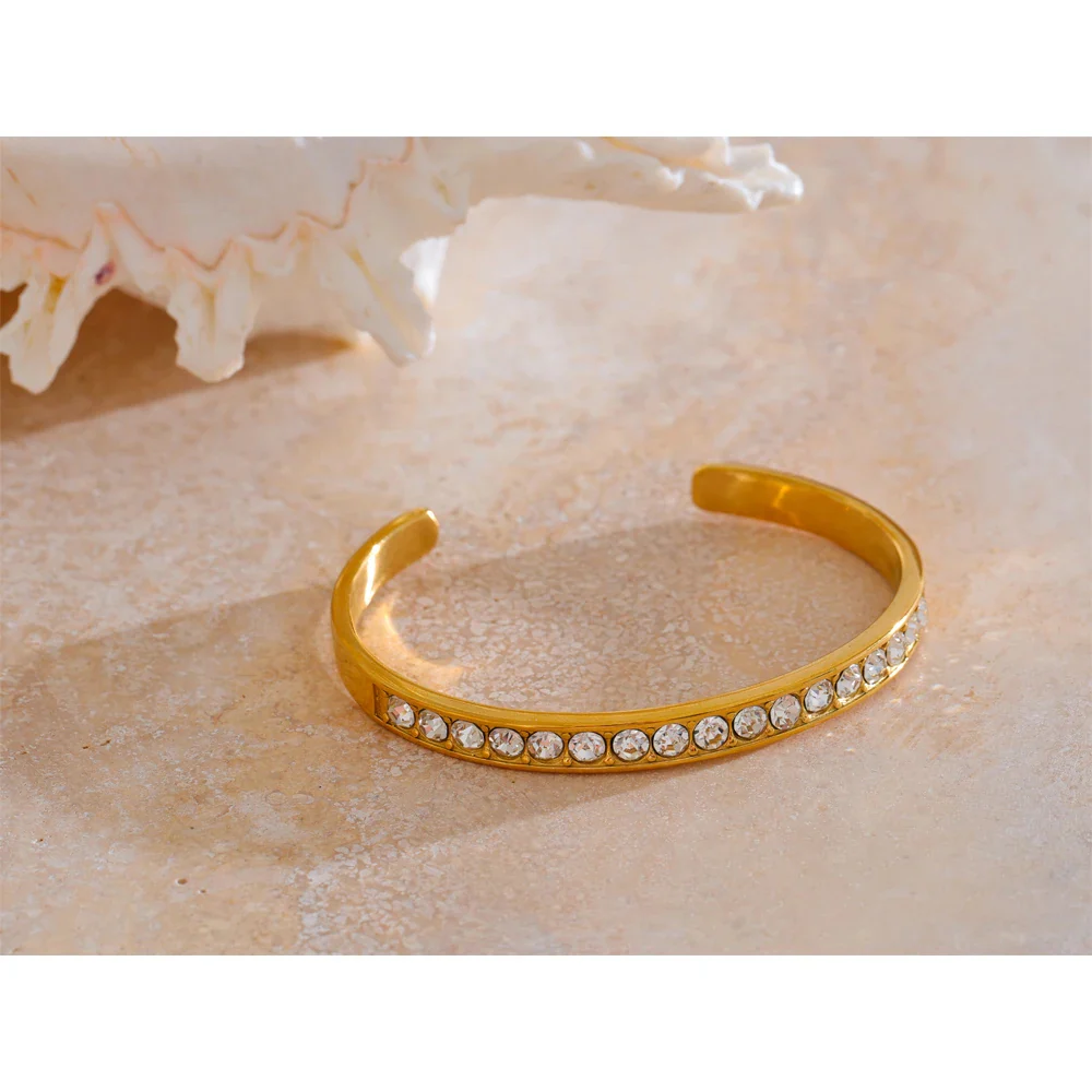 Nova Glow - Gold Crystal Cuff Bracelet - Image 5