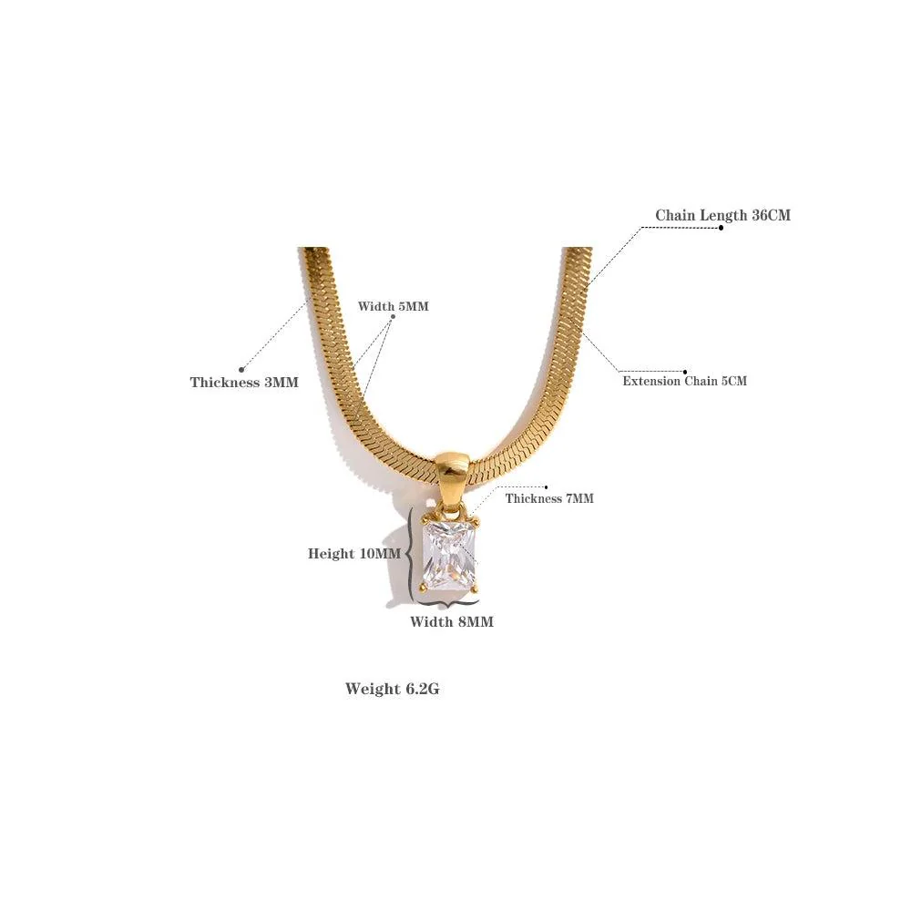 Nova Glow - Gold Flat Snake Necklace with Black Crystal - Image 4