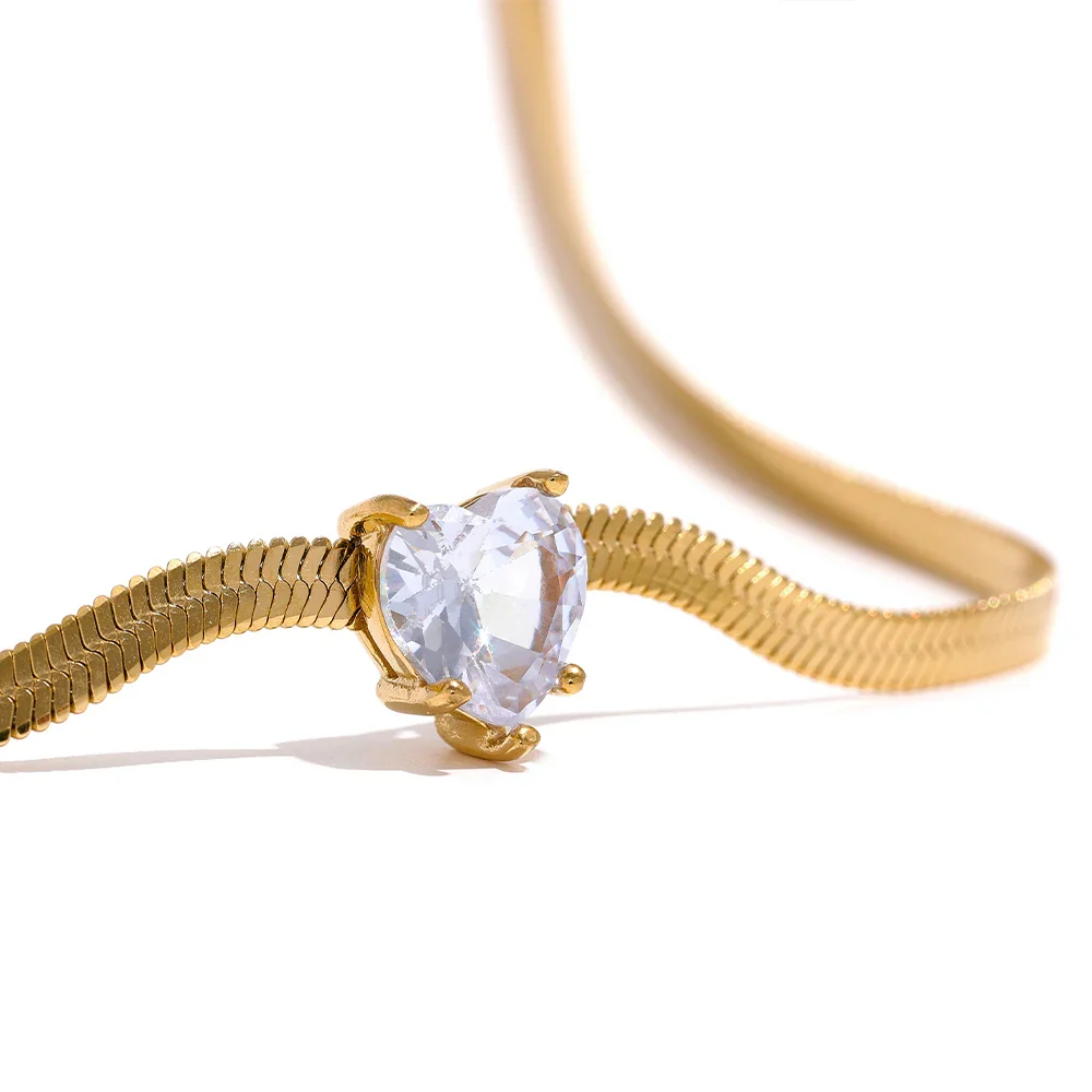 Nova Glow - Heart Crystal Herringbone Chain  Necklace - Image 5