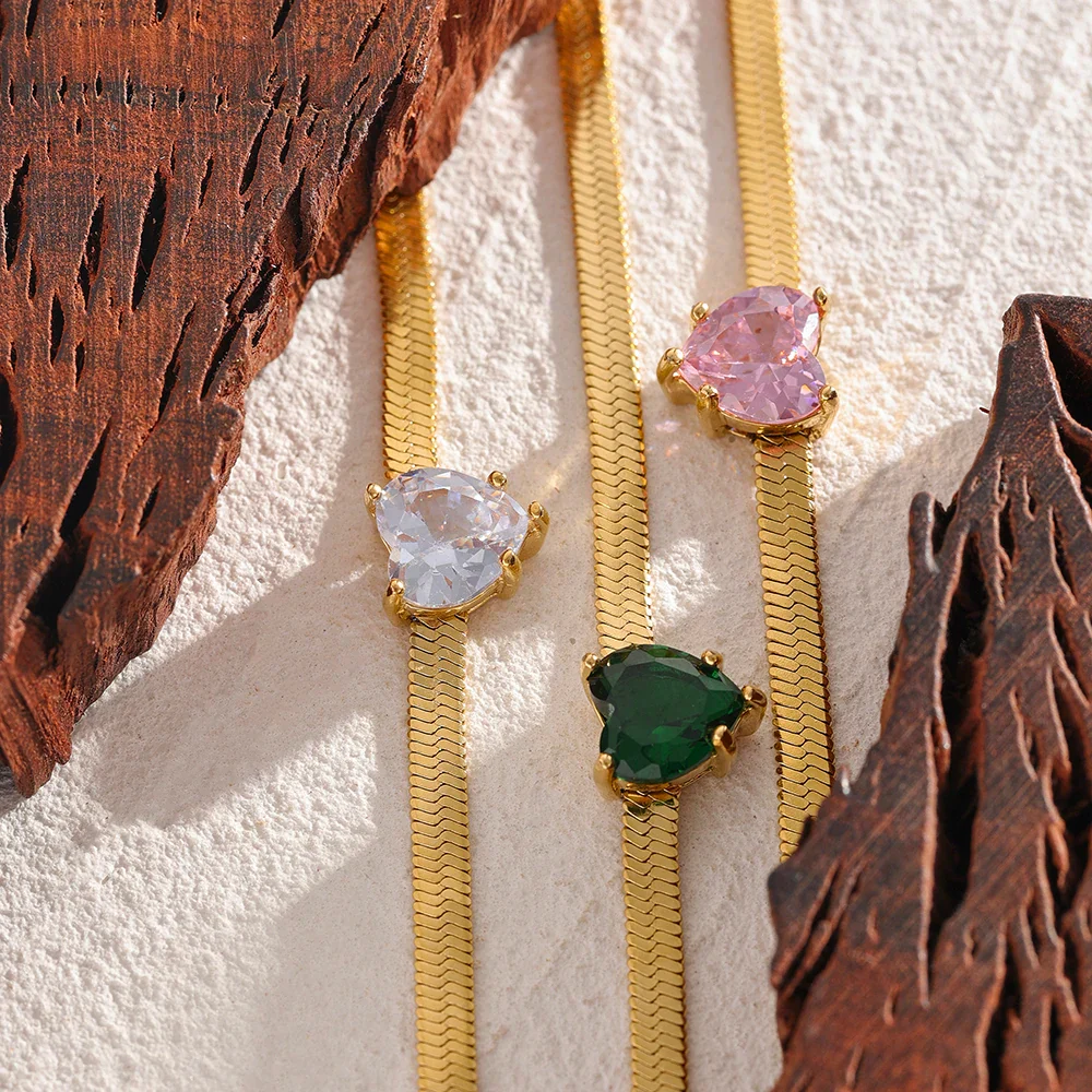 Nova Glow - Heart Crystal Herringbone Chain  Necklace - Image 6