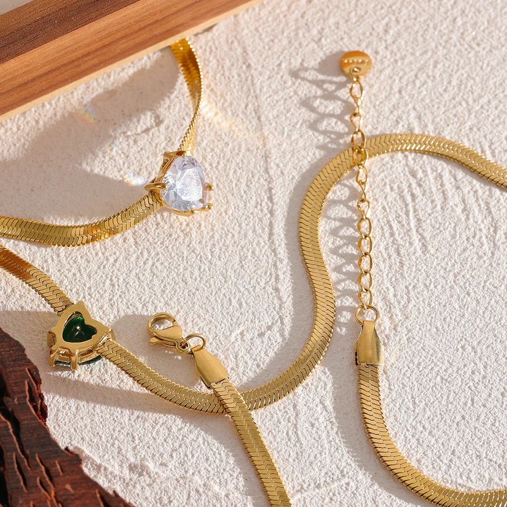 Nova Glow - Heart Crystal Herringbone Chain  Necklace - Image 7