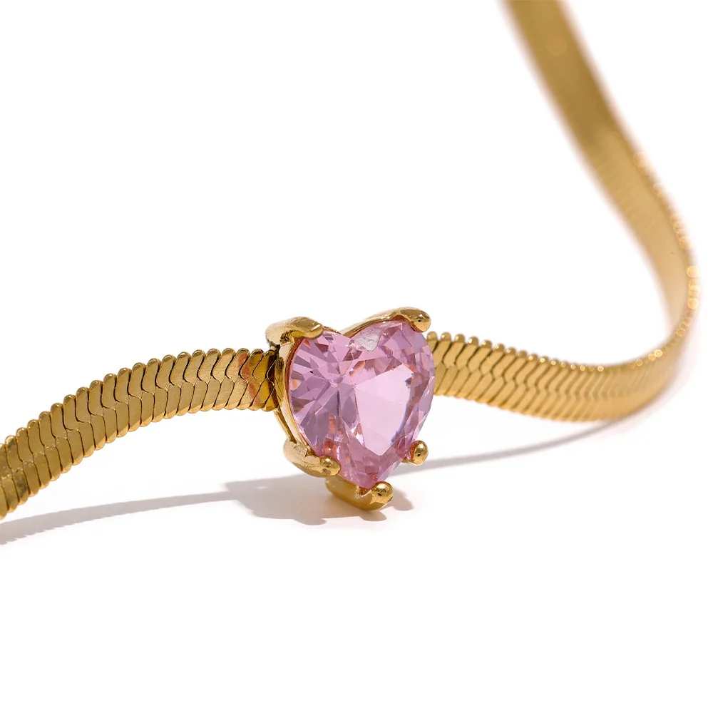 Nova Glow - Heart Crystal Herringbone Chain  Necklace - Image 8