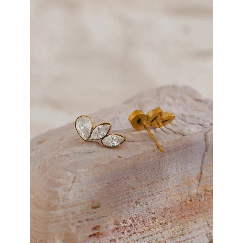 Nova Glow - Stud Wings Earrings with Crystals - Image 3