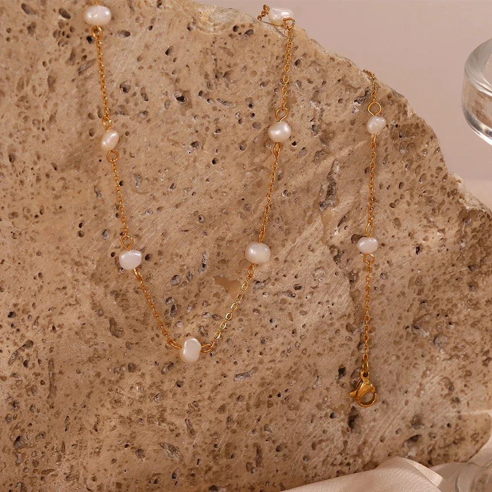 Ocean Treasures  - Gold Pearl Necklace and Bracelet - Image 4