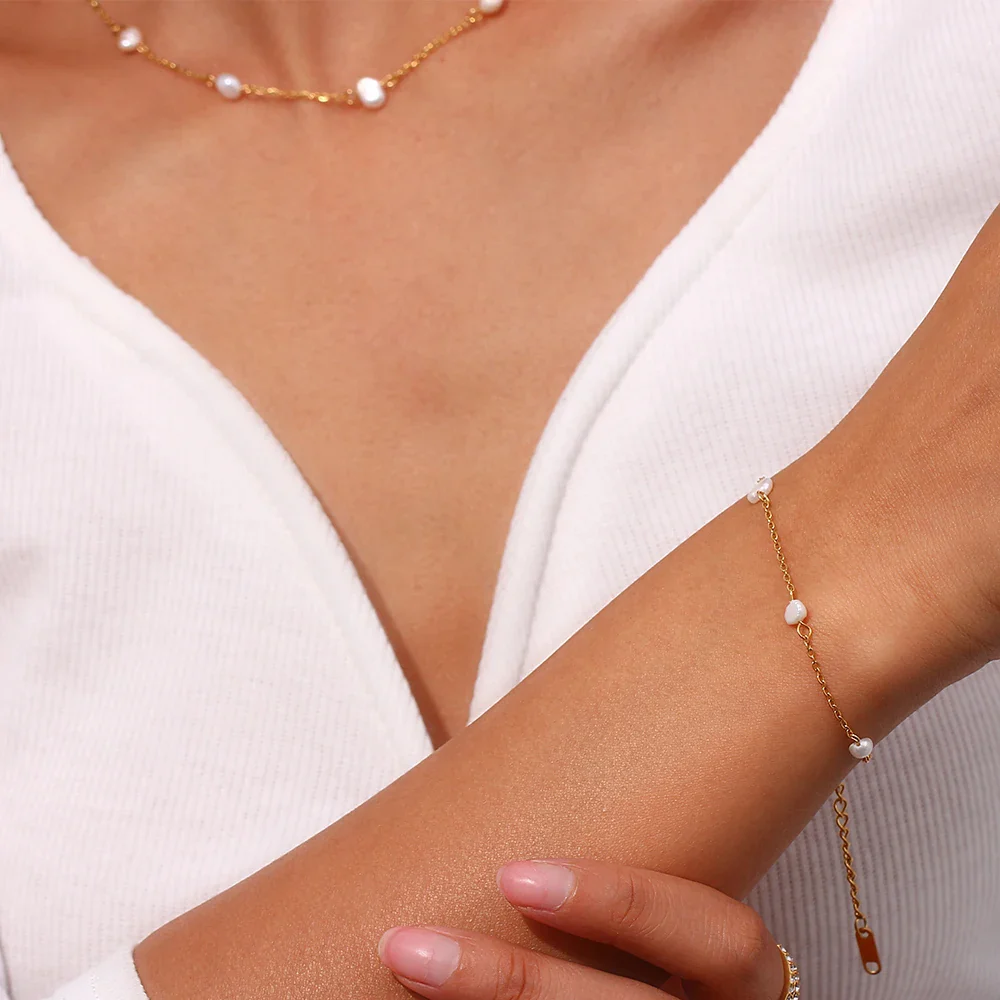 Ocean Treasures  - Gold Pearl Necklace and Bracelet - Image 6