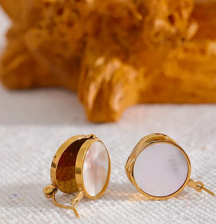 Ocean Treasures - Mother of Pearl Gold Earrings - Image 2