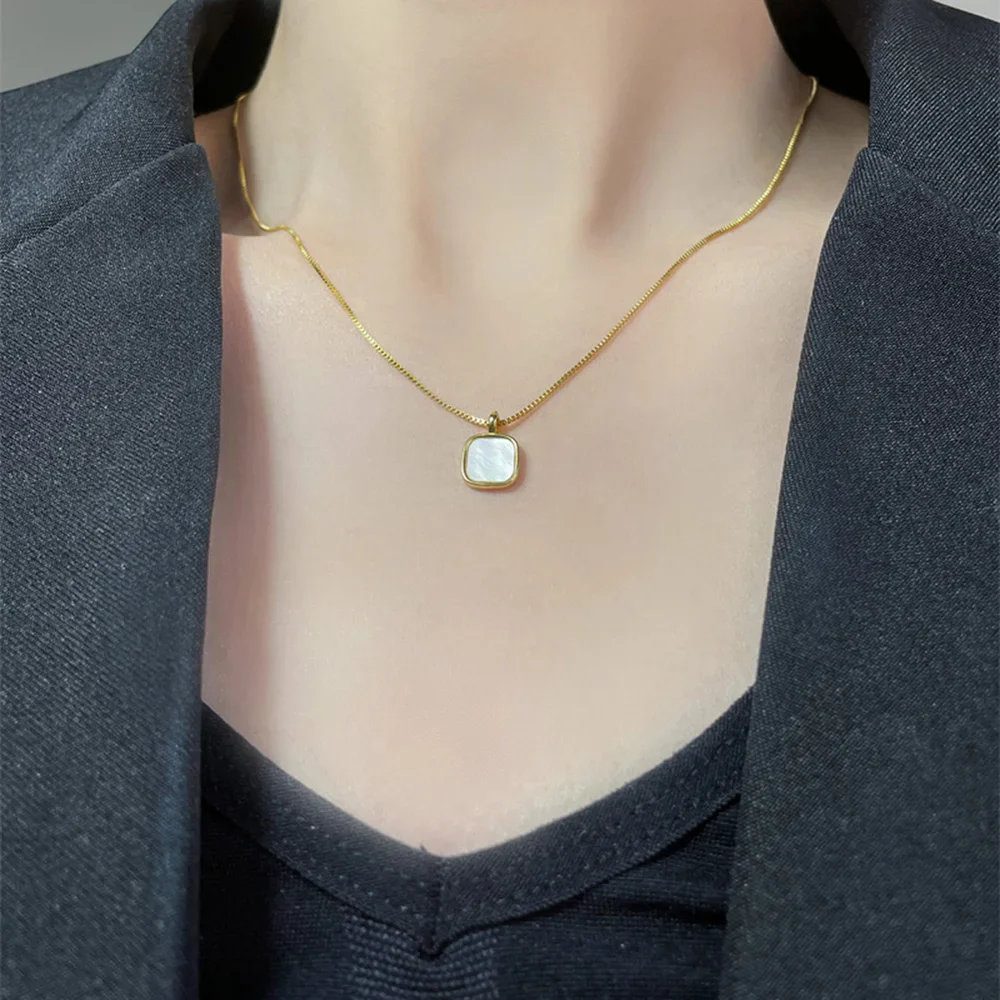 Ocean Treasures - Mother of Pearl Square Dainty Necklace - Image 2