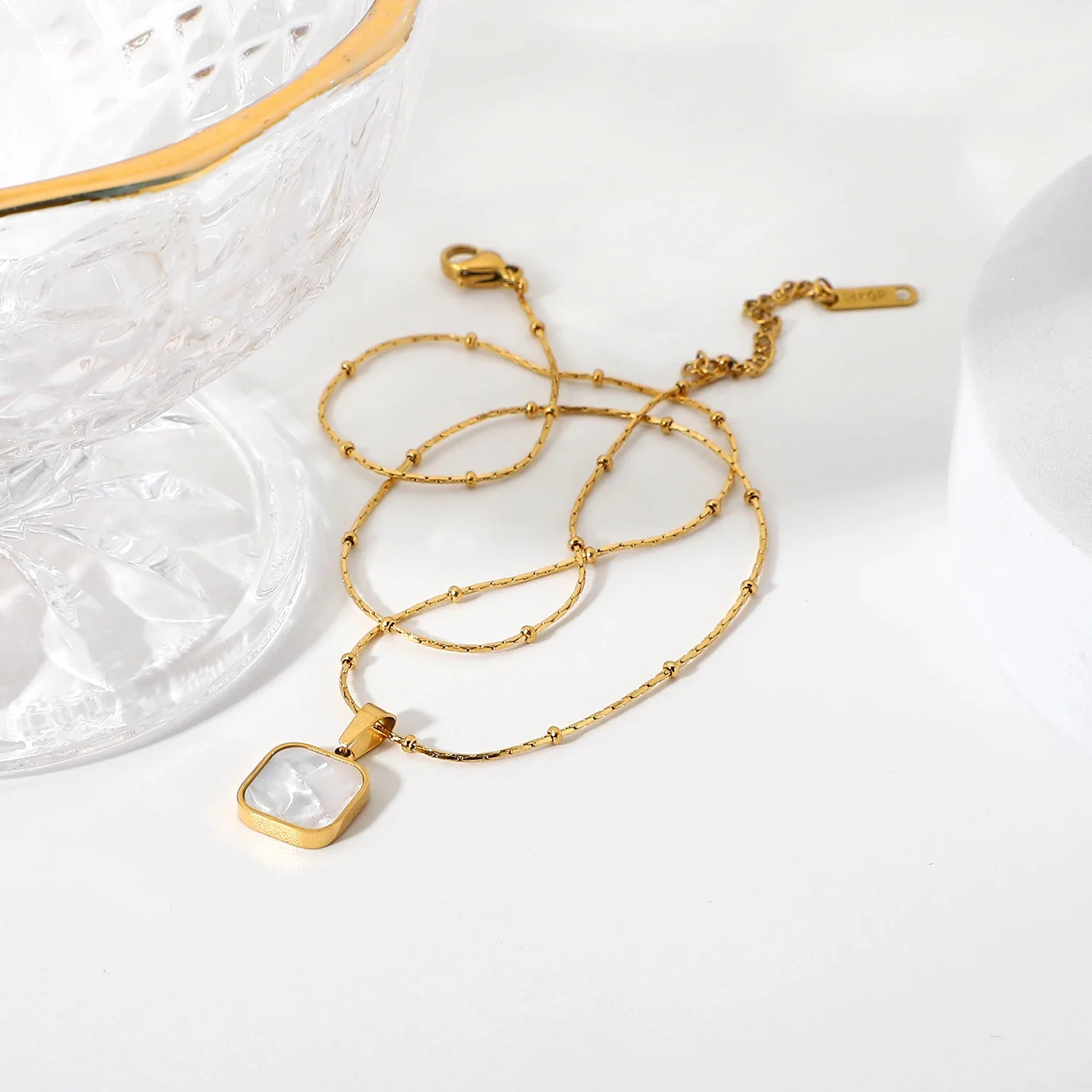 Ocean Treasures - Mother of Pearl Square Dainty Necklace - Image 3