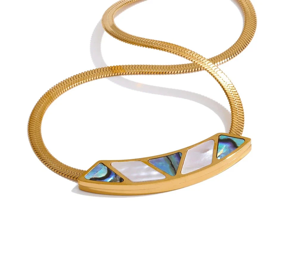 Ocean's Treasures - Mother of Pearl Snake Gold Necklace