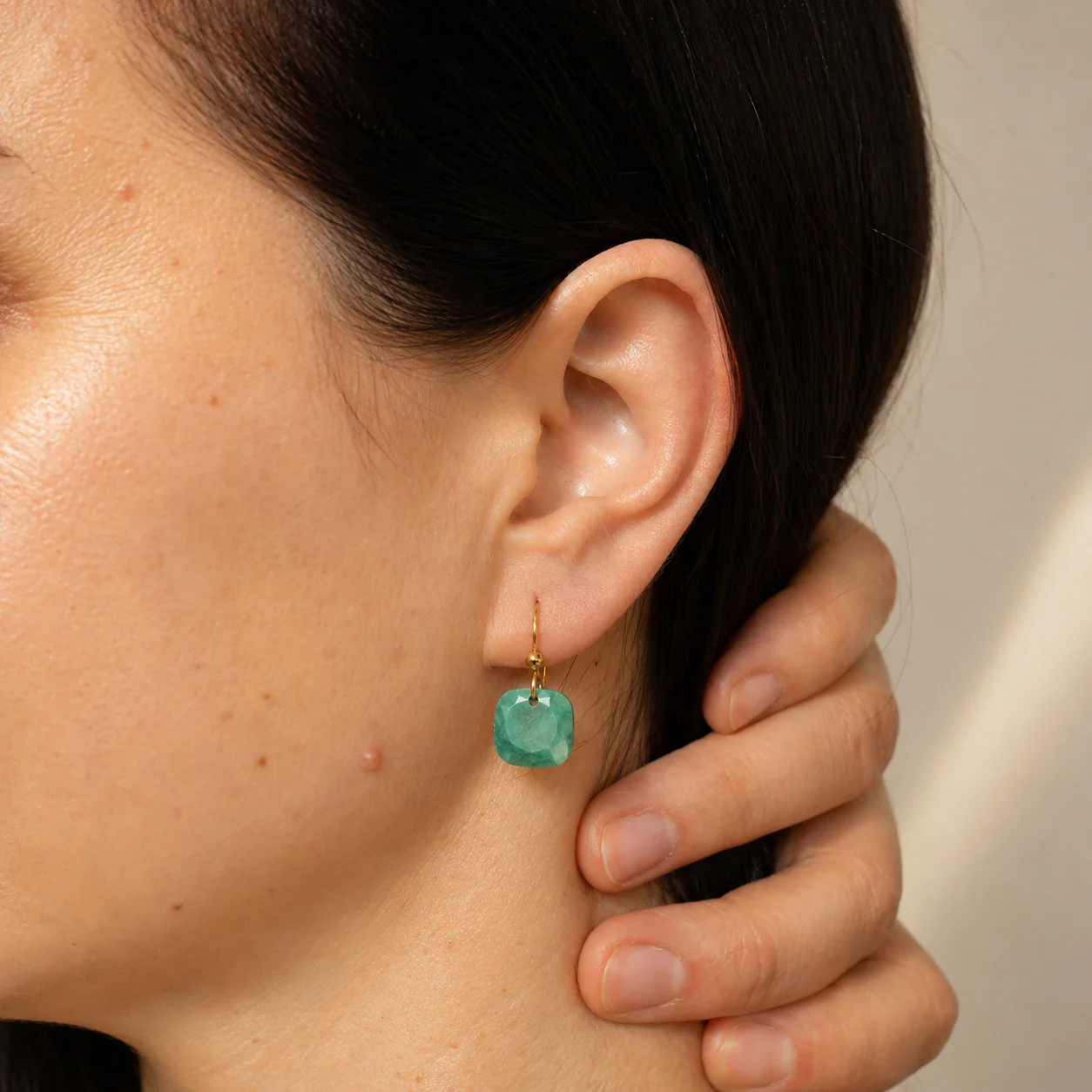 Open and Aligned - Faceted Jasper Drop Earrings - Image 2
