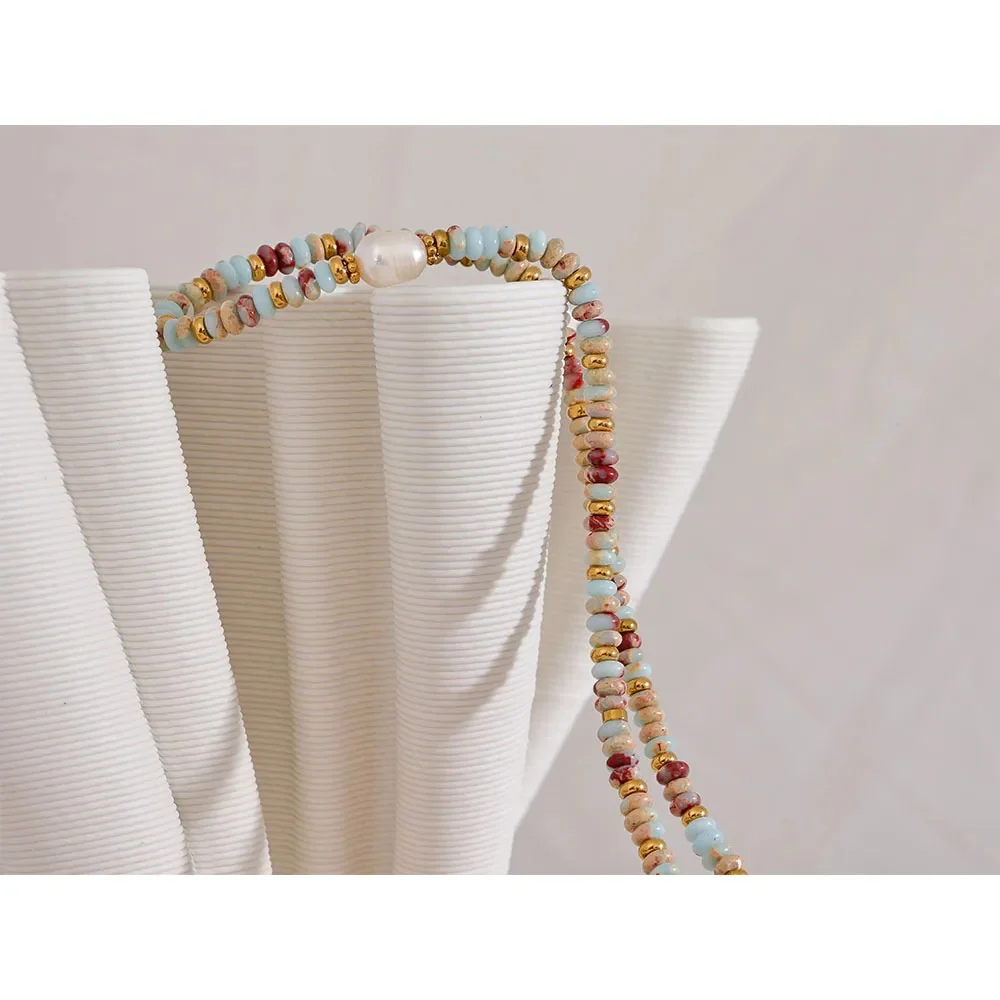 Open and Balanced - Jasper Necklace with Pearl - Image 3