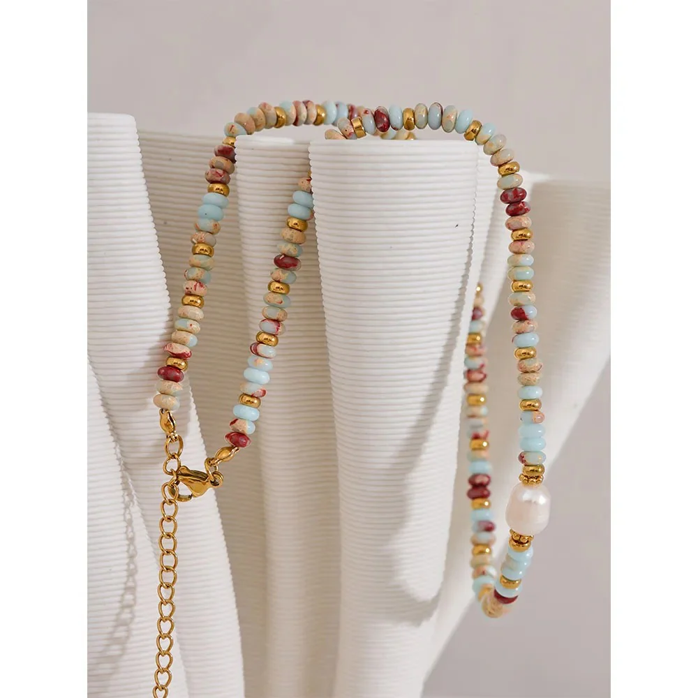 Open and Balanced - Jasper Necklace with Pearl - Image 5