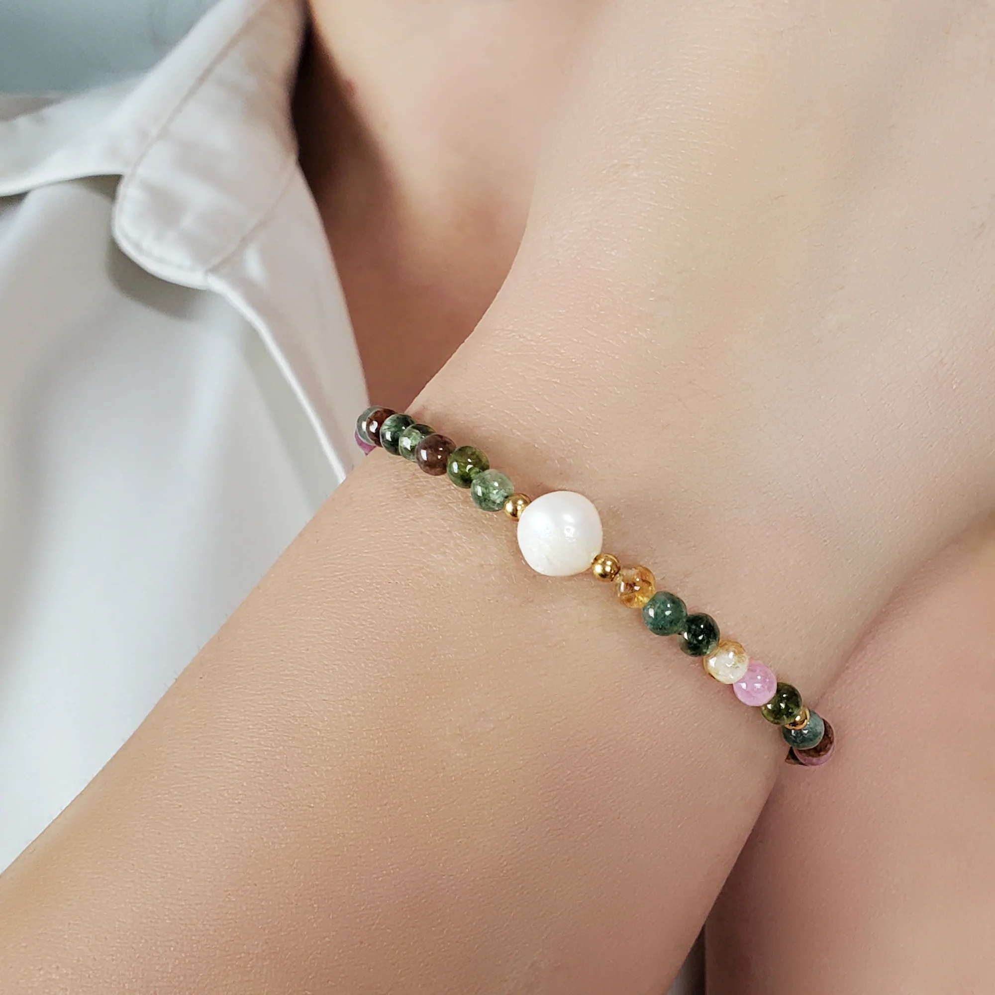Open Mind - Tourmaline and Pearl Bracelet - Image 3
