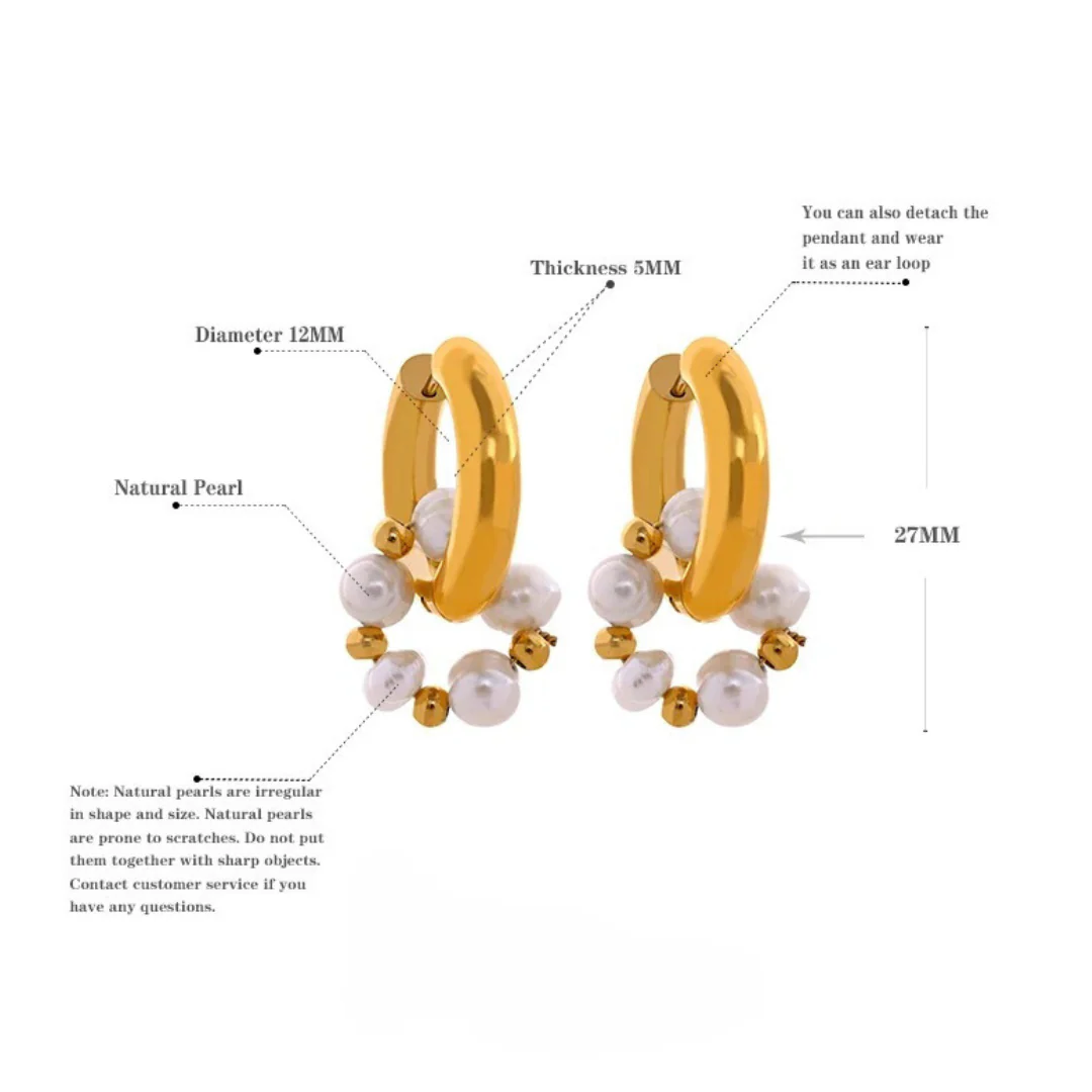 Pearl Crescents - 18k Hoop Earrings with Pearls - Image 5
