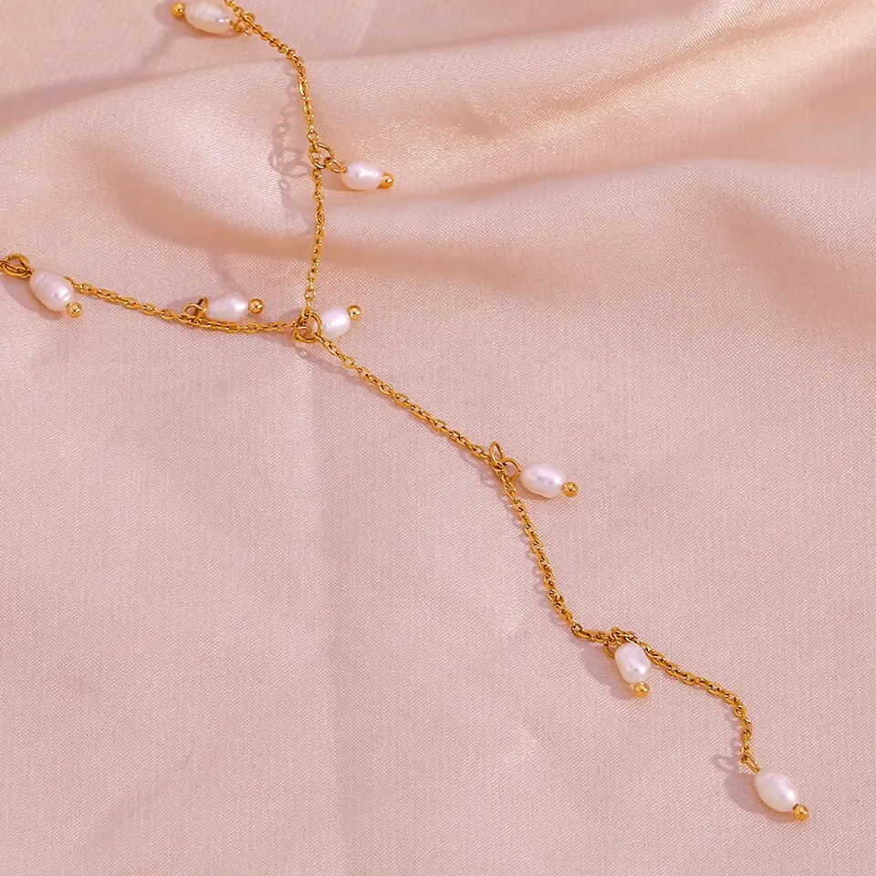 Sacred Drops - Necklace with Pearls and 18k Stainless - Image 4