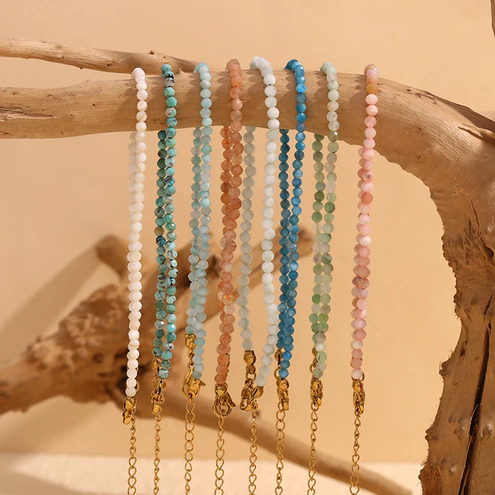 Soothing Abundance - Dainty Faceted Larimar Bracelet - Image 5