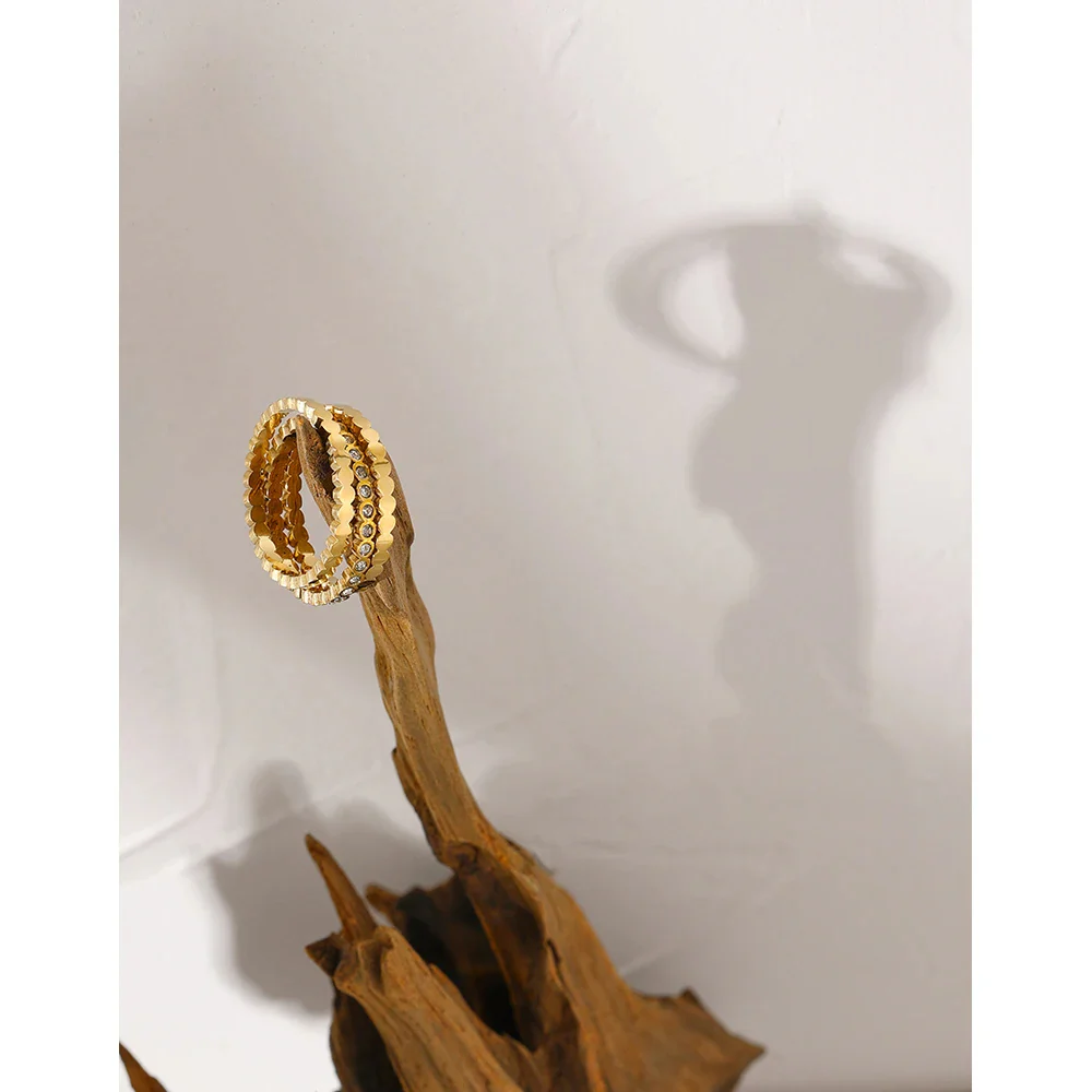 Stackable Crystal 3 Gold Rings Bundle Set - Image 3