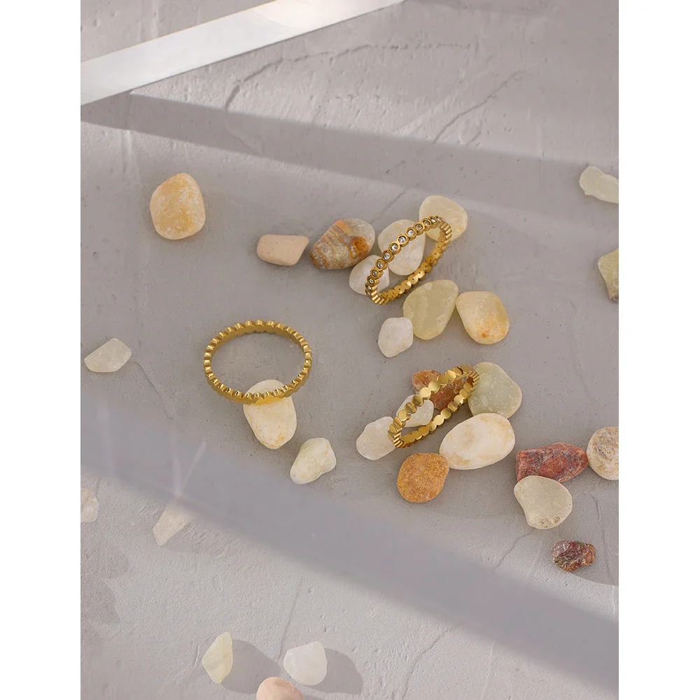 Stackable Crystal 3 Gold Rings Bundle Set - Image 4