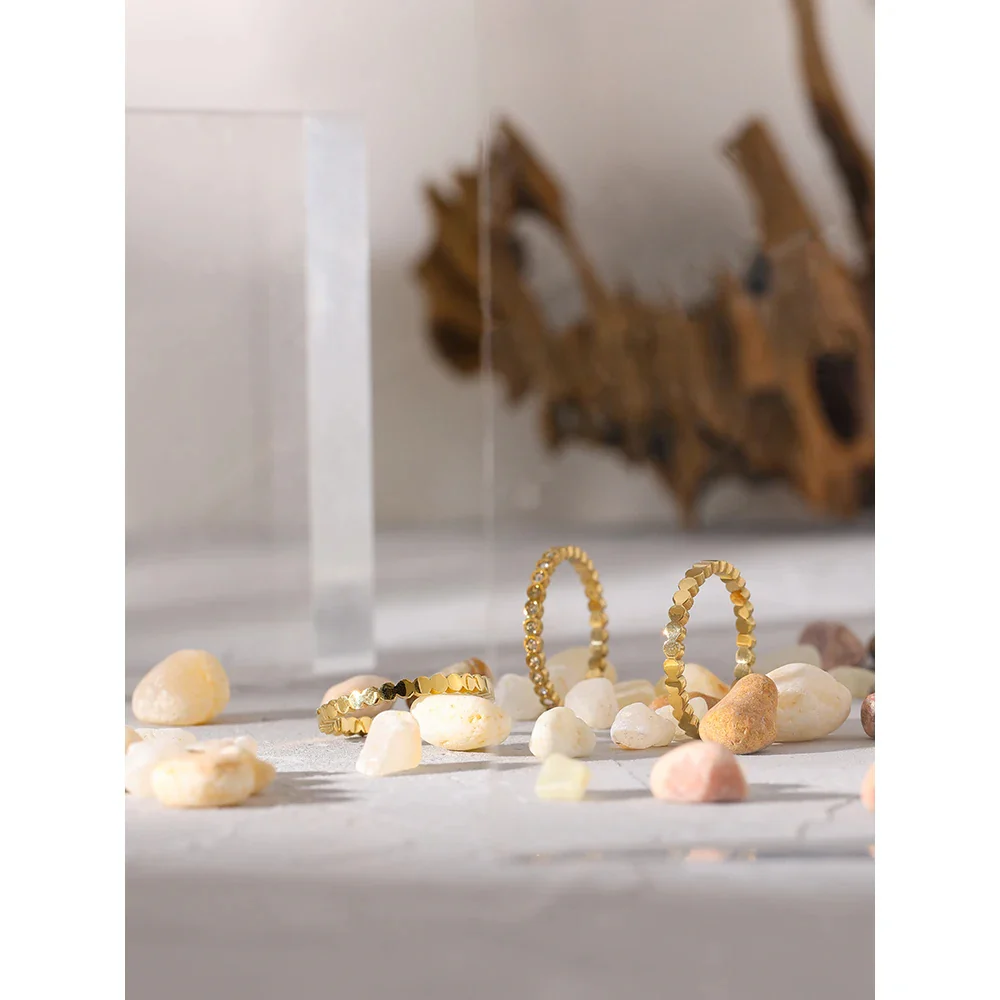Stackable Crystal 3 Gold Rings Bundle Set - Image 5