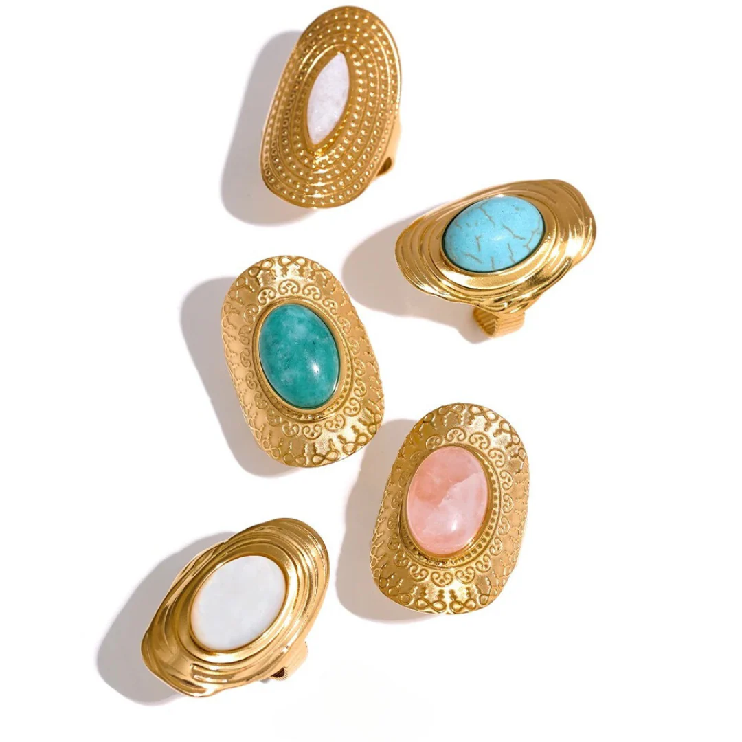 Standing Strong - Gold Adjustable Ring with Amazonite - Image 4