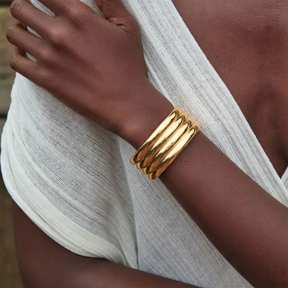 Strata Cuff Wide Bracelet Gold/Silver - Image 3