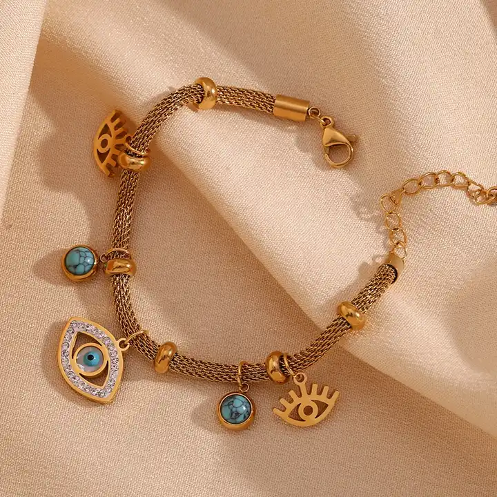The Guardian - Evil Eye 18k Necklace and Bracelet Set with Turquoise - Image 5