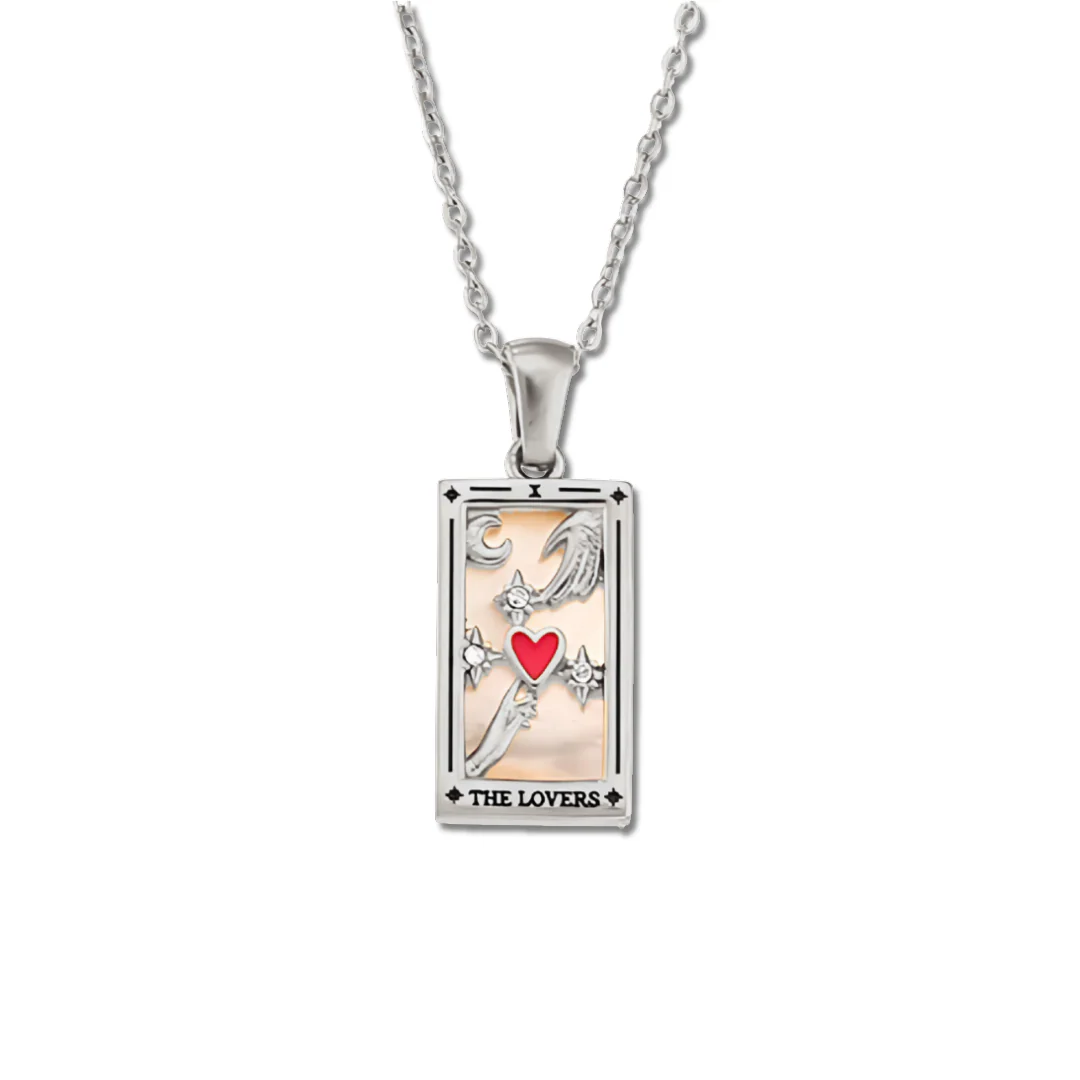 The Lovers - Tarot card Dainty  18k Necklace with Enamel - Image 4