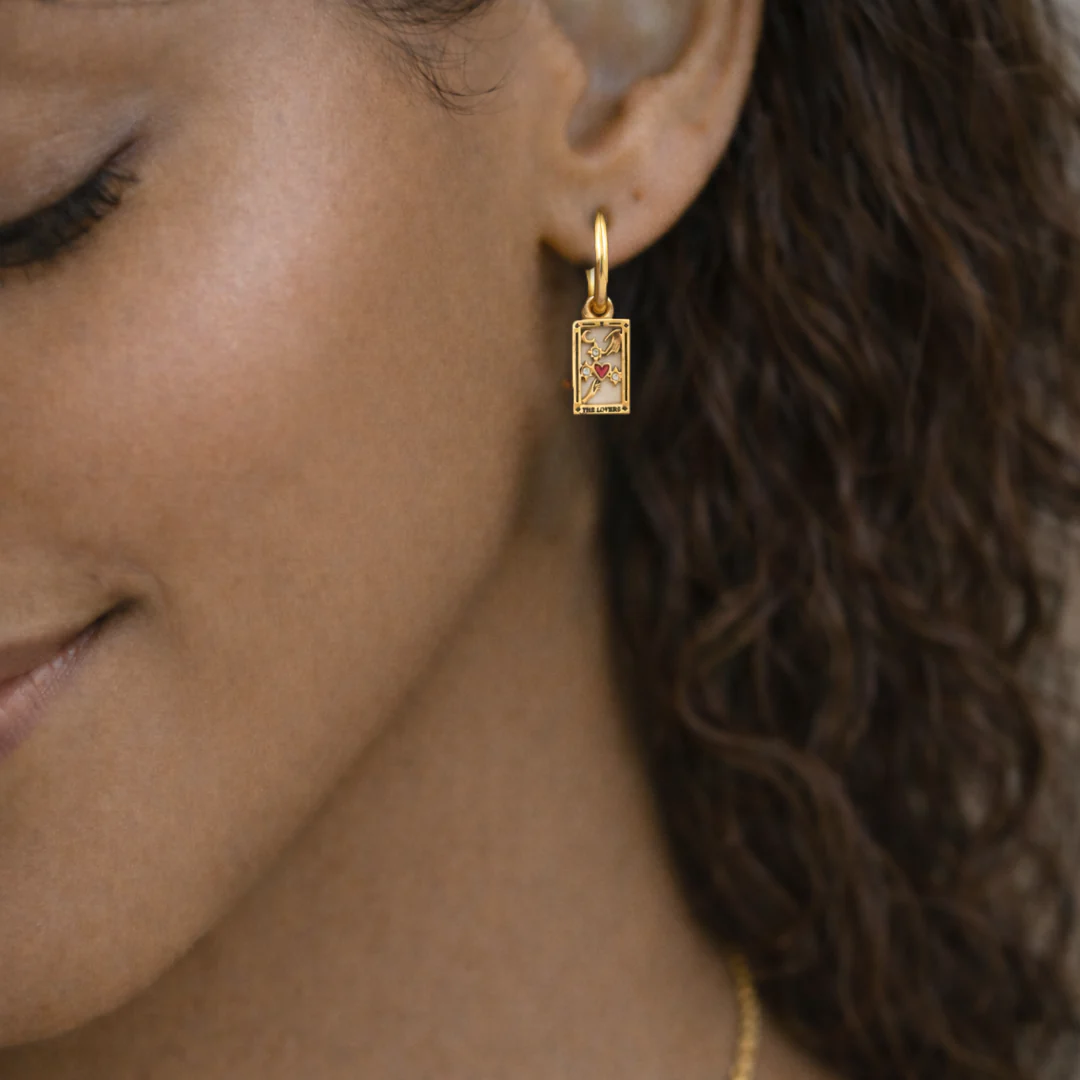 The Lovers - Tarot Card Gold | Silver Hoop Earrings - Image 2