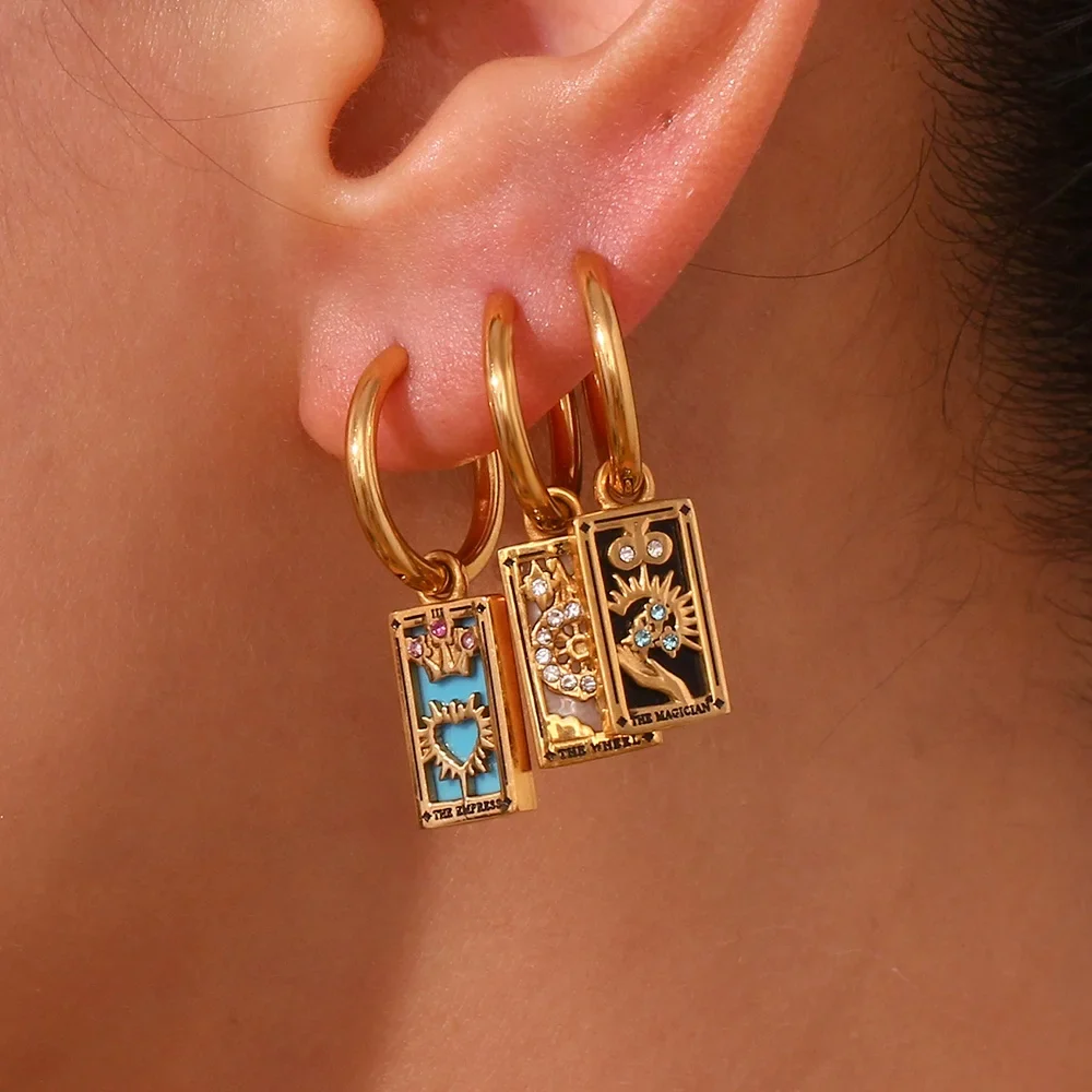 The Magician - Tarot Card Gold | Silver Hoop Earrings - Image 3