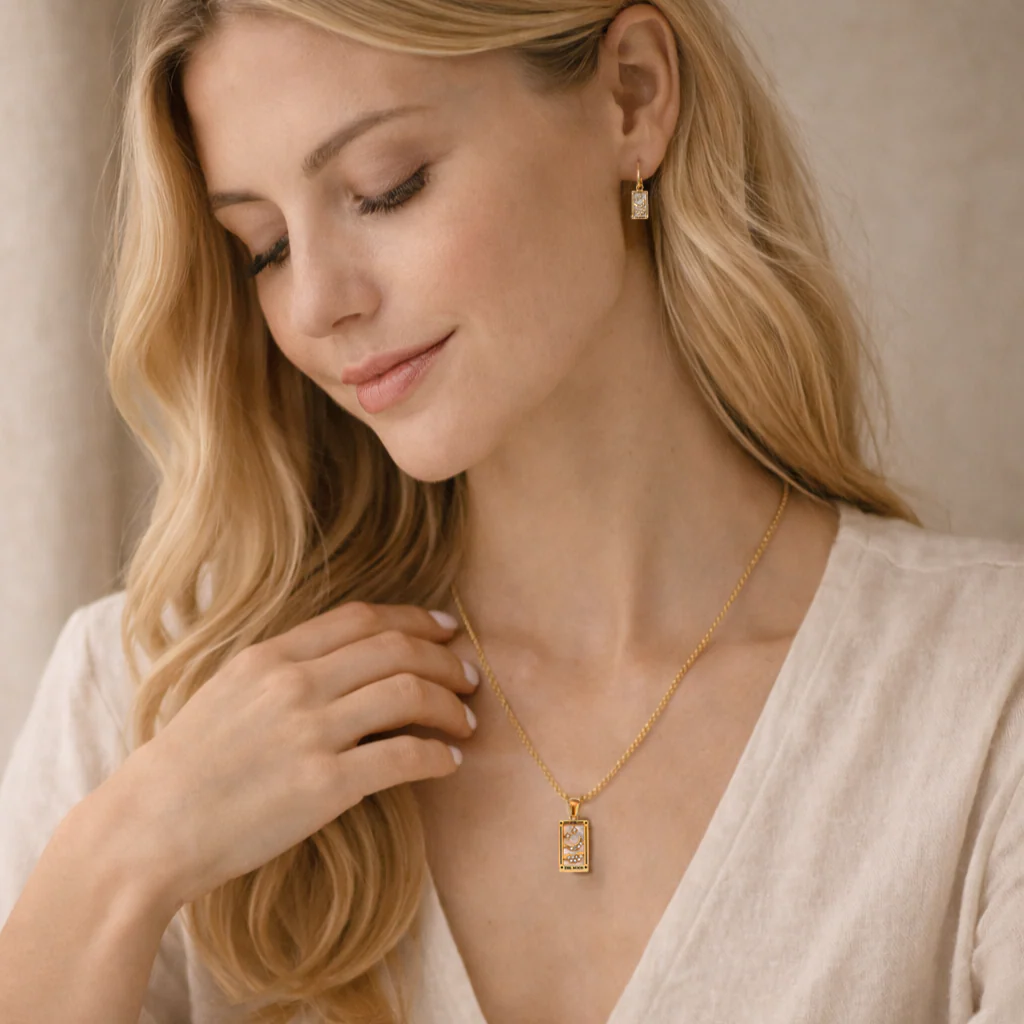 The Moon - Tarot Card Gold | Silver Hoop Earrings - Image 5
