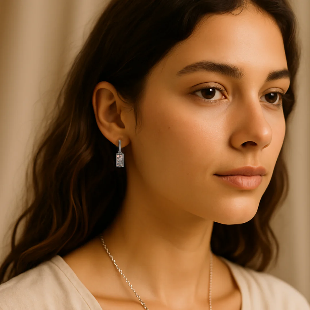 The Moon - Tarot Card Gold | Silver Hoop Earrings - Image 6