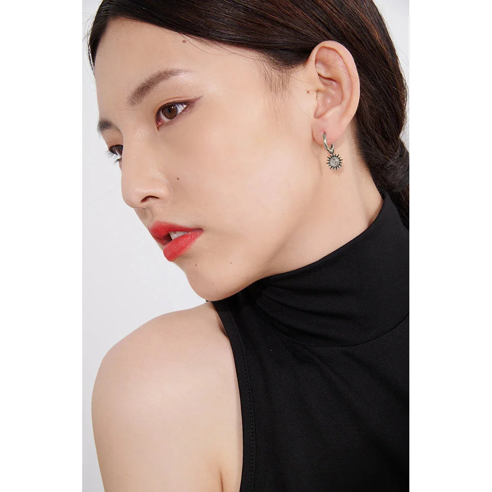 The Sun and Moon Hoop Silver Earrings - Image 2