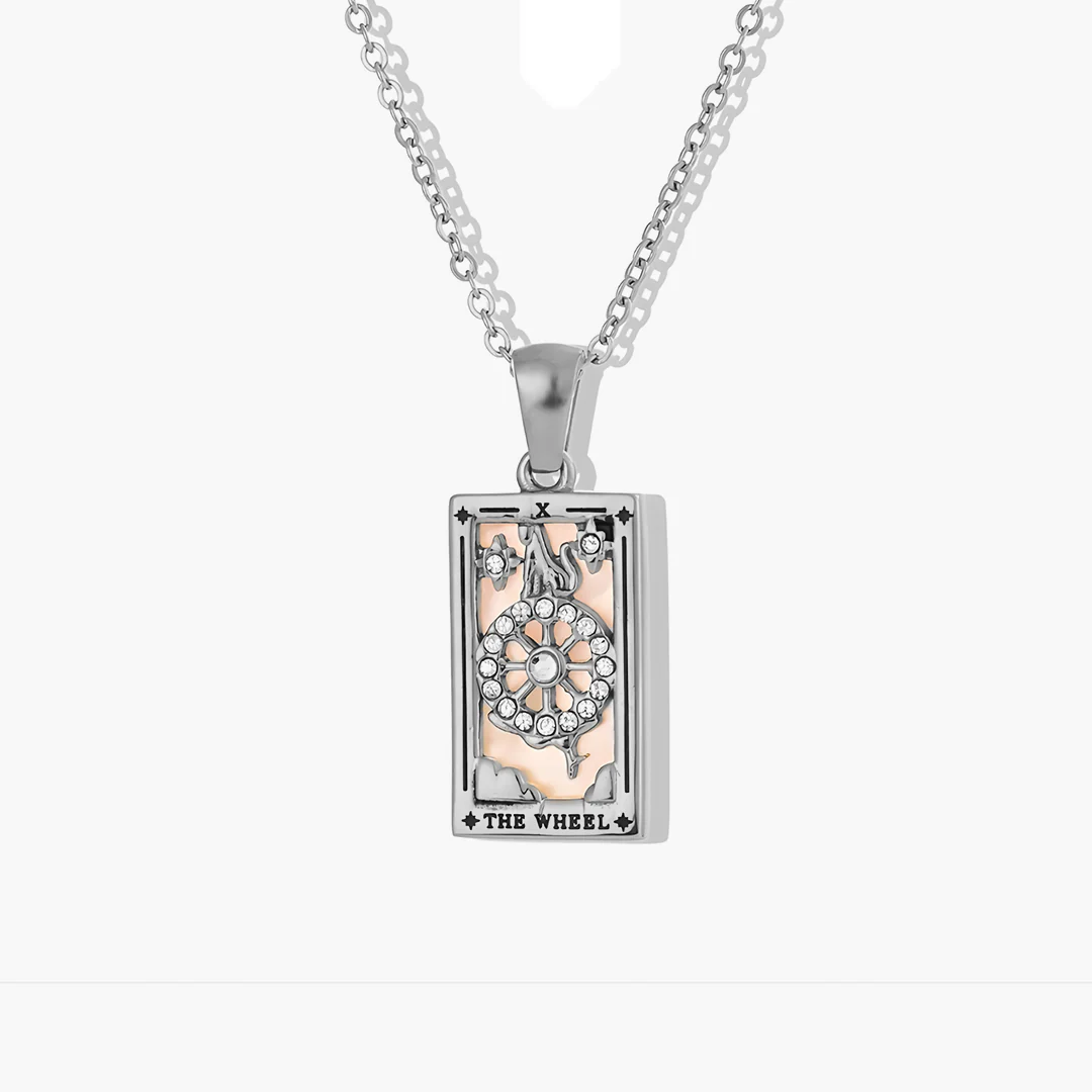 The Wheel - Tarot card Dainty 18k | Silver Necklace with Mother of Pearl - Image 4