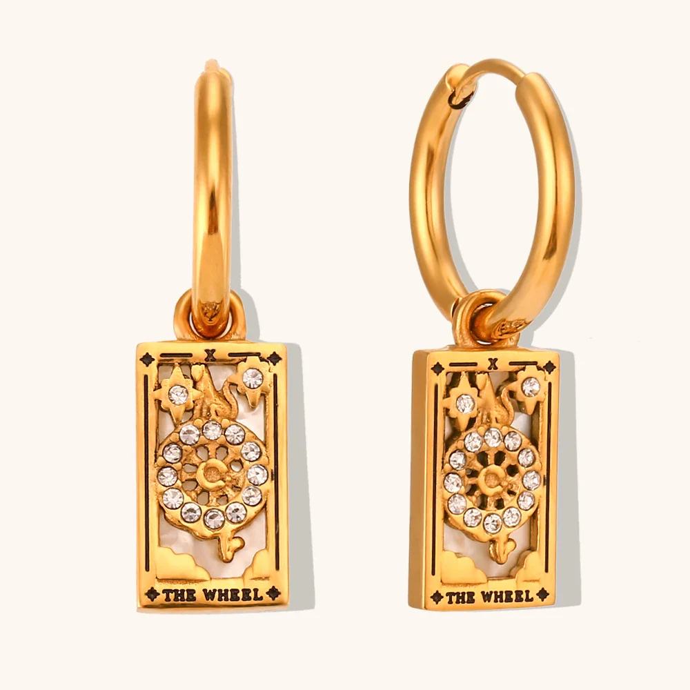 The Wheel - Tarot Card Gold | Silver Hoop Earrings