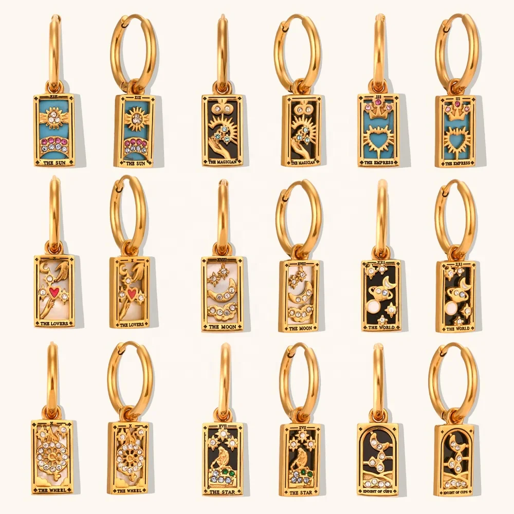 The World - Tarot Card Gold | Silver Hoop Earrings - Image 3