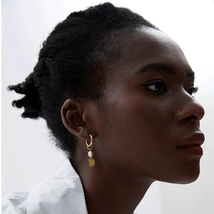 Tulum - Baroque Pearl Drop Earrings – Gold / Silver - Image 3