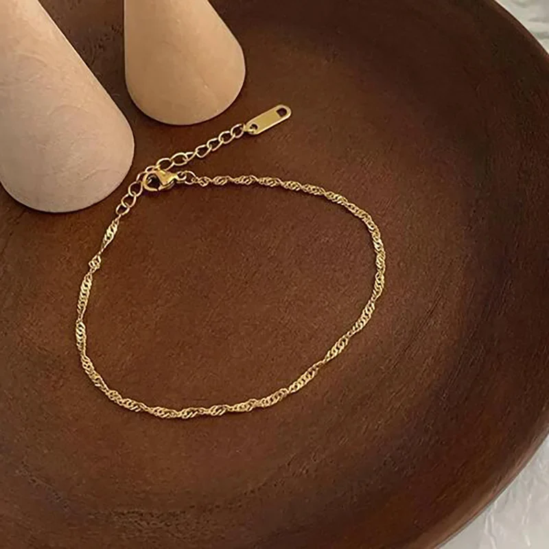 Twisted Gold Necklace and Bracelet Dainty Set - Image 7