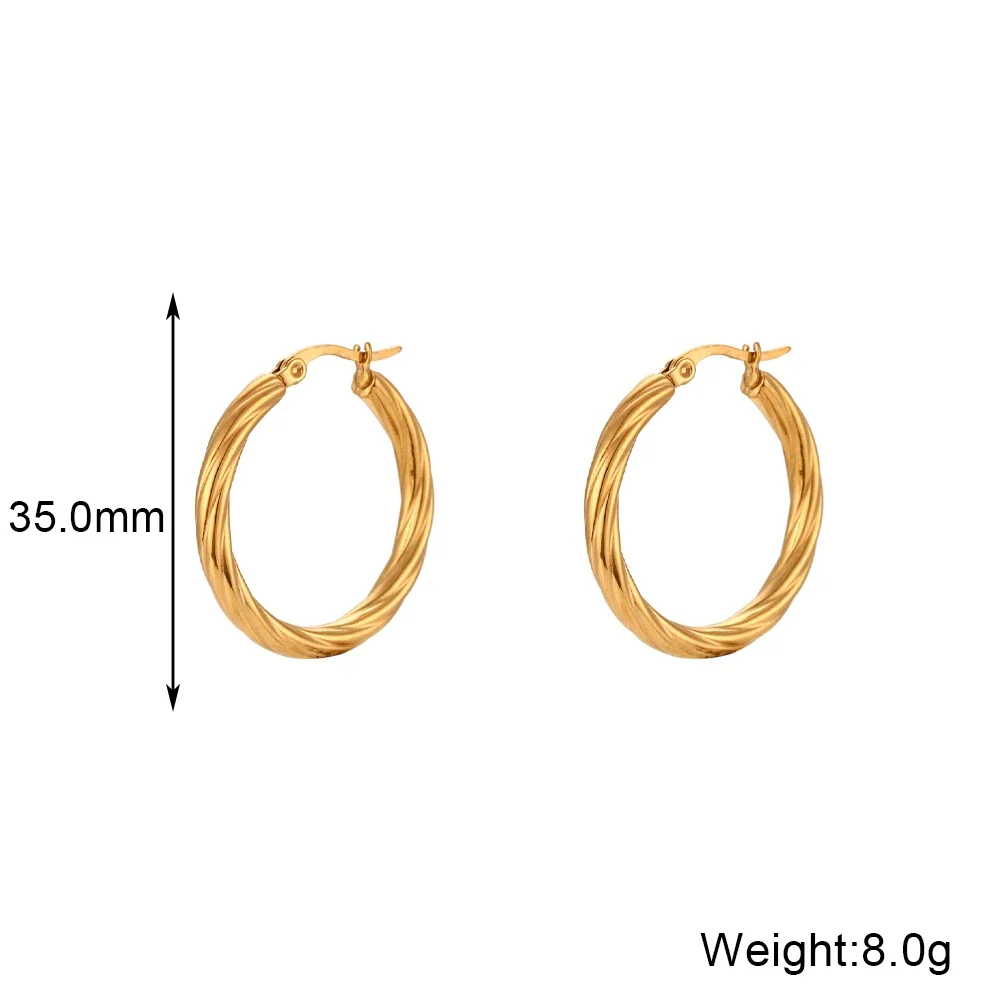 Twisted Wound Hoop Gold Earrings - Image 7
