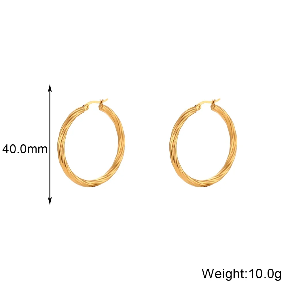 Twisted Wound Hoop Gold Earrings - Image 8