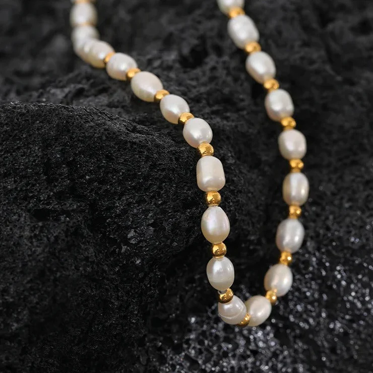 Universal Truth - Gold Pearl Choker Necklace - Image 2