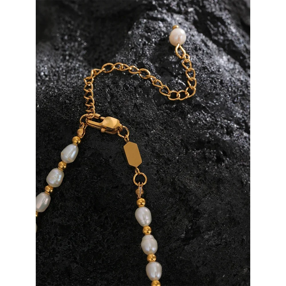 Universal Truth - Gold Pearl Choker Necklace - Image 4