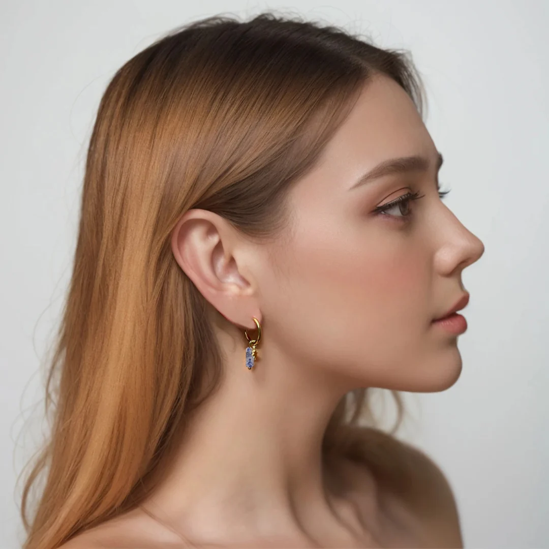 Wishing Star - Gemstone Gold Earrings - Image 2